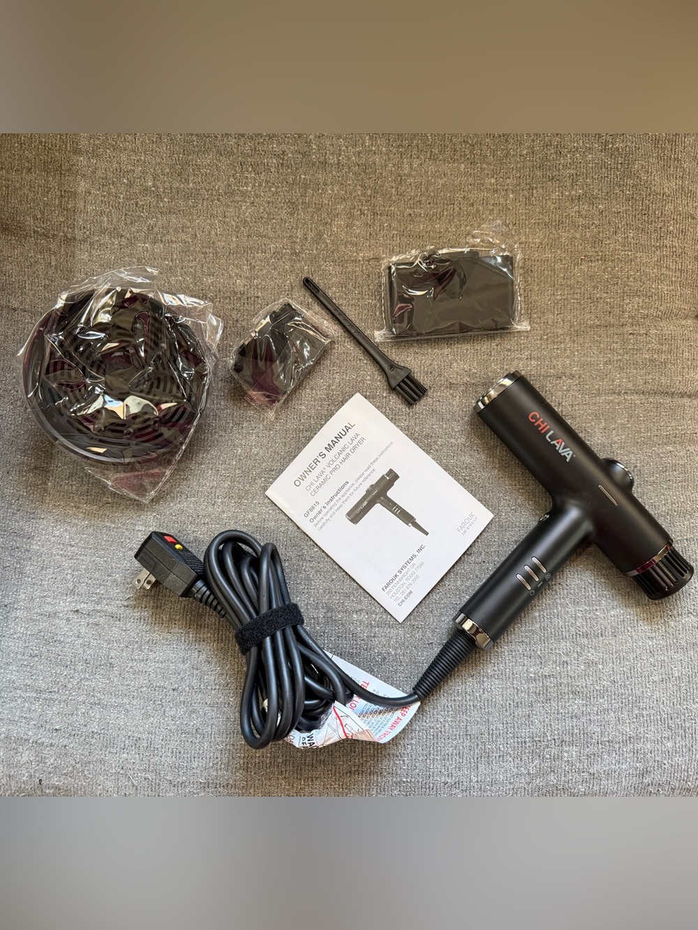 CHI LAVA Black Hair Dryer with Accessories